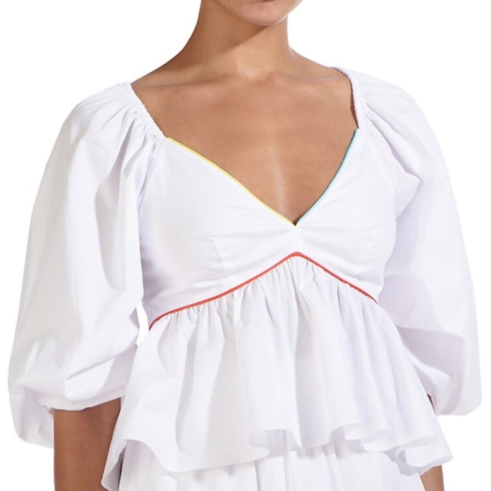 STAUD Dani Puff-Sleeve Empire Top